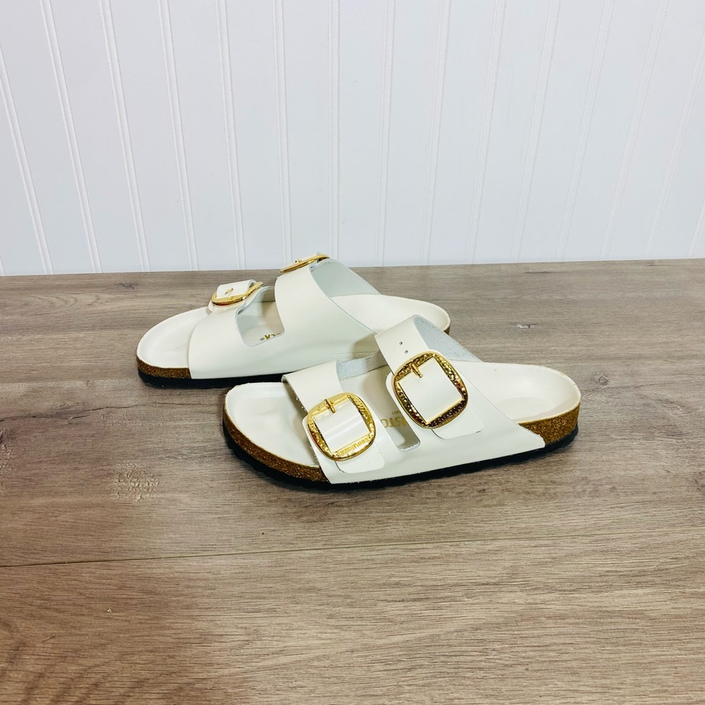 Use women BIRKENSTOCK ARIZONA BIG BUCKLE SLIDE SANDAL HIGH SHINE size 40 - Picture 4 of 13